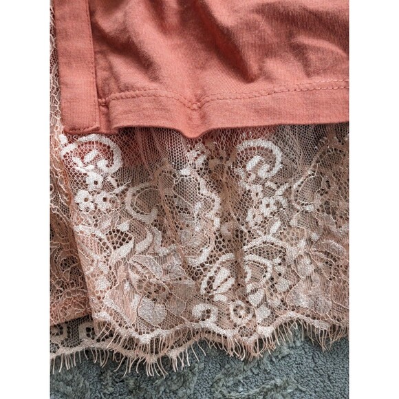 LOGO Lori Goldstein Cardigan Women sz M Coral/Orange CottonModal OpenFront Lace - Picture 5 of 12